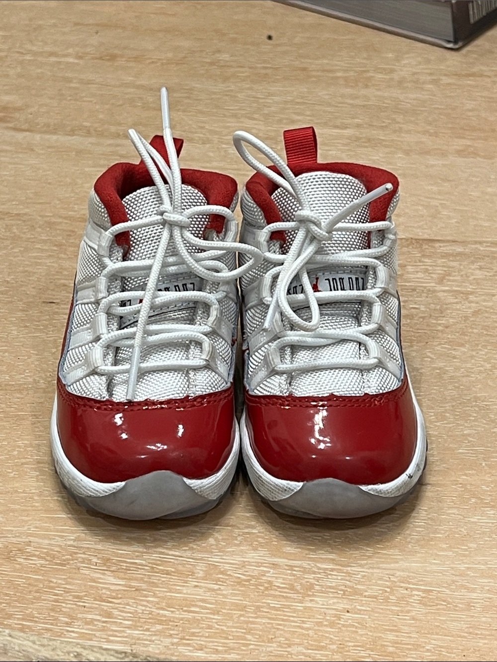 Nike Kids White and Red Patent Toe Athletic Sneakers